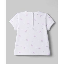 Babyhug 100% Cotton Interlock Knit Half Sleeves Onesies With Inner Tee & Bow Print - Lilac