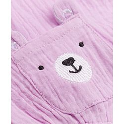 Babyhug 100% Cotton Interlock Knit Half Sleeves Onesies With Inner Tee & Bow Print - Lilac