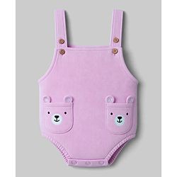 Babyhug 100% Cotton Interlock Knit Half Sleeves Onesies With Inner Tee & Bow Print - Lilac