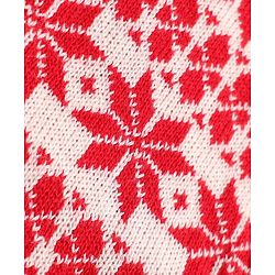 Babyhug Knit Full Length Fleece & Woollen Bottomwear With Floral Design - Red