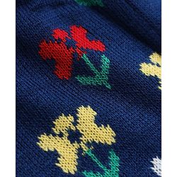 Babyhug Knit Fleece & Woollen Bottomwear With Floral Design - Navy Blue