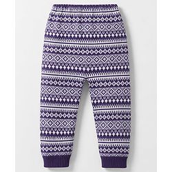 Babyhug Knit Full length Geometric Printed Fleece & Woollen Pant - Purple
