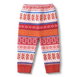 Babyhug Knit Full Length Abstract Print Fleece and Woollen Bottomwear -Red