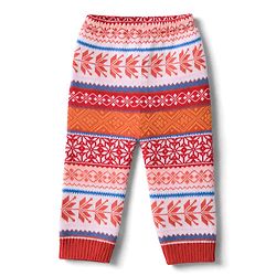 Babyhug Knit Full Length Abstract Print Fleece and Woollen Bottomwear -Red