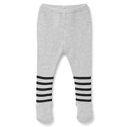 Babyhug Knit Full Length Striped Fleece & Woollen Bottomwear - Grey