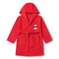 Babyhug Knit Full Sleeves Front Open Bathrobe With Zebra Embroidery - Red