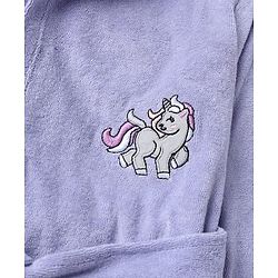 Babyhug Knit Full Sleeves Front Open Bathrobe With Unicorn Embroidery - Lavender