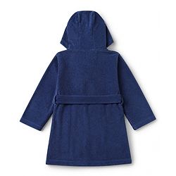 Babyhug Knit Full Sleeves Front Open Bath Robe With Lion Embroidery - Navy
