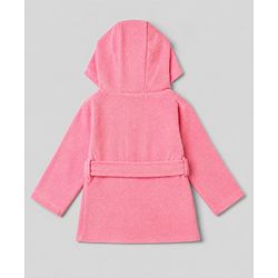 Babyhug Knit Full Sleeves Front Open Hooded Bathrobe With Duck Patch - Pink