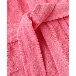 Babyhug Knit Full Sleeves Front Open Hooded Bathrobe With Duck Patch - Pink