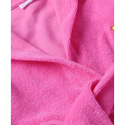 Babyhug Knit Full Sleeves Front Open Hooded Bathrobe With Duck Patch - Pink