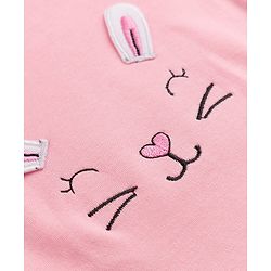 Babyhug 100% Cotton Interlock Knit Full Sleeves Bunny Applique Onesie With Leggings & Cap - Pink & Purple