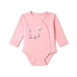 Babyhug 100% Cotton Interlock Knit Full Sleeves Bunny Applique Onesie With Leggings & Cap - Pink & Purple