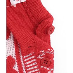 Babyhug Knit Full Sleeves Set with Heart design - Red