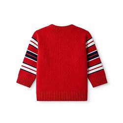 Babyhug Knit Full Sleeves Sweater Set with Truck Design - Red