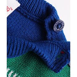 Babyhug Knit Full Sleeves Sweater Set with Floral Design - Blue