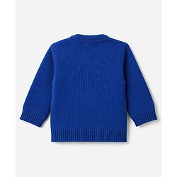 Babyhug Knit Full Sleeves Sweater Set with Floral Design - Blue