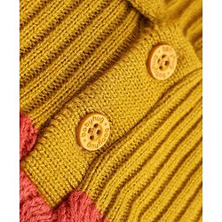 Babyhug Knit Full Sleeves Striped Sweater Set -Mustard