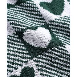 Babyhug Knit Full Sleeves Sweater Set With Heart Design - Dark Green