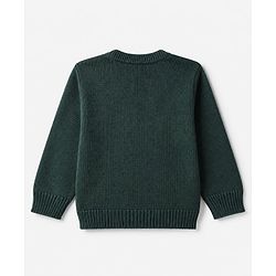Babyhug Knit Full Sleeves Sweater Set With Heart Design - Dark Green
