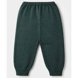 Babyhug Knit Full Sleeves Sweater Set With Heart Design - Dark Green