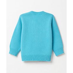 Babyhug Knit Full Sleeves Sweater Set with Cable Knit & Geometrical Design - Aqua Blue