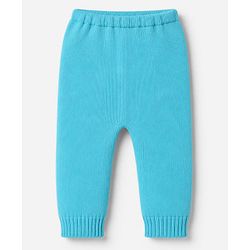 Babyhug Knit Full Sleeves Sweater Set with Cable Knit & Geometrical Design - Aqua Blue