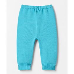 Babyhug Knit Full Sleeves Sweater Set with Cable Knit & Geometrical Design - Aqua Blue