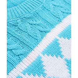 Babyhug Knit Full Sleeves Sweater Set with Cable Knit & Geometrical Design - Aqua Blue