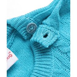 Babyhug Knit Full Sleeves Sweater Set with Cable Knit & Geometrical Design - Aqua Blue