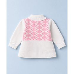 Babyhug Knit Full Sleeves Sweater Set with Abstract Design - Pink