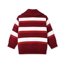 Babyhug Knit Striped Sweater Set with Full Sleeves in Maroon for 0-3 Months