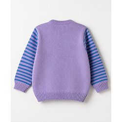 Babyhug Knit Full Sleeves Sweater Set with Abstract Design - Lavender