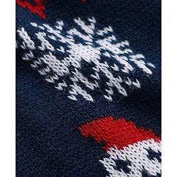 Babyhug Knit Full Sleeves Sweater Set with Snow-Man & Snow Deer Design - Navy Blue