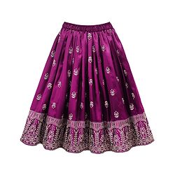 Babyhug Net Woven Full Sleeves Sequin Embroidered Longh Choli With Lehenga and Dupatta Set - Wine
