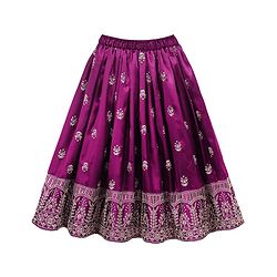 Babyhug Net Woven Full Sleeves Sequin Embroidered Longh Choli With Lehenga and Dupatta Set - Wine