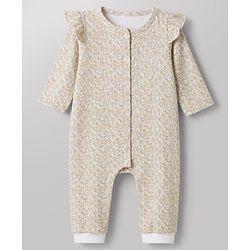 Babyhug 100% Cotton Interlock Knit Full Sleeves Striped Rompers Pack of 2 - Cream & Grey