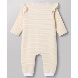 Babyhug 100% Cotton Interlock Knit Full Sleeves Striped Rompers Pack of 2 - Cream & Grey
