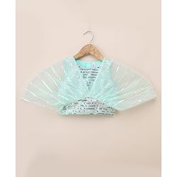 Babyhug Woven Net Half Sleeves Lehenga Choli and Dupatta with Sequins in Mint Green for 18-24 Months