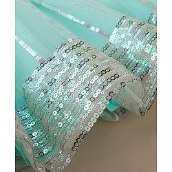 Babyhug Woven Net Half Sleeves Lehenga Choli and Dupatta with Sequins in Mint Green for 18-24 Months