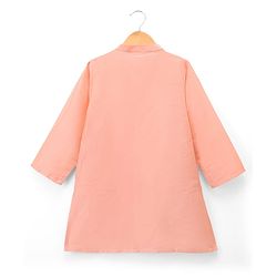 Babyhug Cotton Mix Woven Solid Kurta & Pyjama Set With Embroidered Jacket - Peach