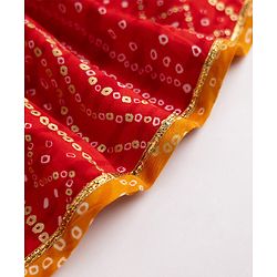 Babyhug 100% Cotton Cambric Woven Half Sleeves Lehenga and Choli Set with Bandhani Print in Red
