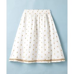 Babyhug Brocade Woven Lehenga and Choli with Half Sleeves and Diamonds Embroidered in White for New born