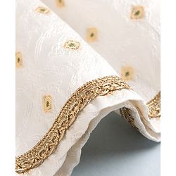 Babyhug Brocade Woven Lehenga and Choli with Half Sleeves and Diamonds Embroidered in White for New born
