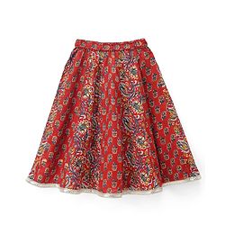Babyhug 100% Cotton Cambric Woven Sleeveless Lehenga, Choli and Dupatta Set With Floral Print - Maroon