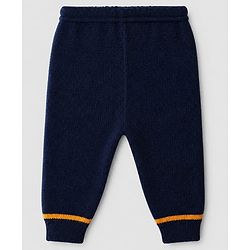 Babyhug Knit Full Sleeves Color Block Design Sweater Set with Cap & Booties - Navy Blue