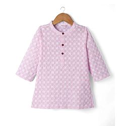 Babyhug 100% Cotton Woven Full Sleeves Cambric Floral Embroidered Kurta & Dhori Set - Pink