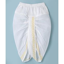 Babyhug 100% Cotton Cambric Woven Full Sleeves Kurta & Dhoti Set with Floral Embroidery in Yellow