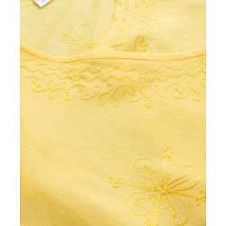 Babyhug 100% Cotton Cambric Woven Full Sleeves Kurta & Dhoti Set with Floral Embroidery in Yellow