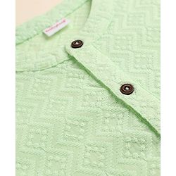 Babyhug 100% Cotton Woven Full Sleeves Dhoti & Kurta Set with Geometric Embroidery in Green